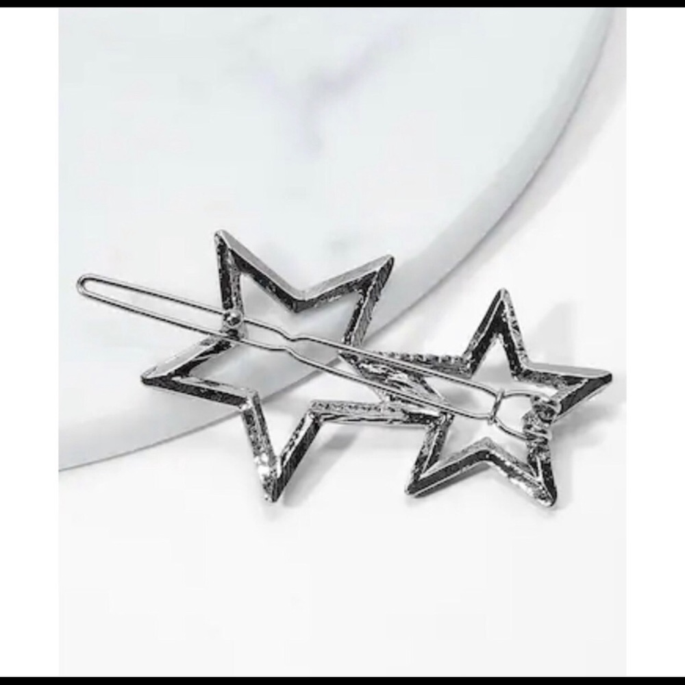 Glamorous Rhinestone Large Star Hair Clip Black - Picture 2 of 3